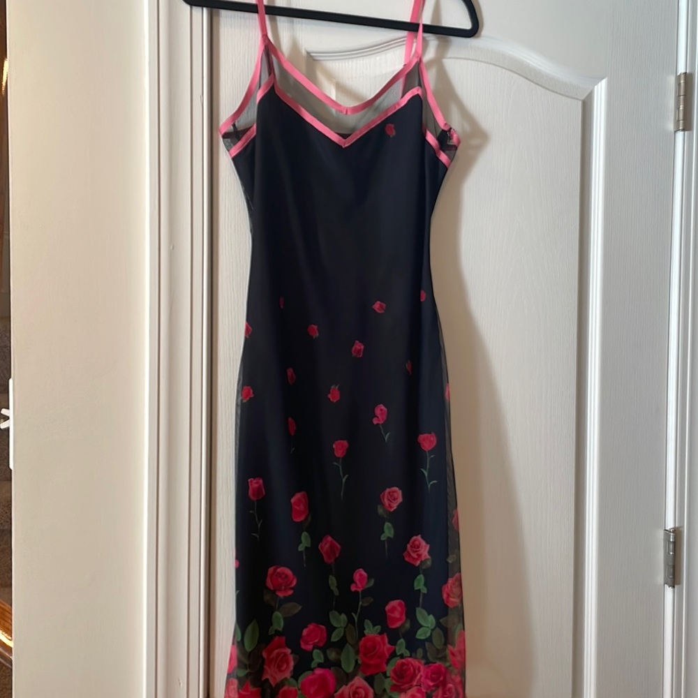 Pretty dress with illusion at neckline